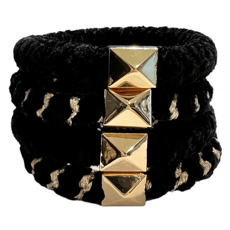 DARK Fluffy Fat Hair Tie Black Stripes