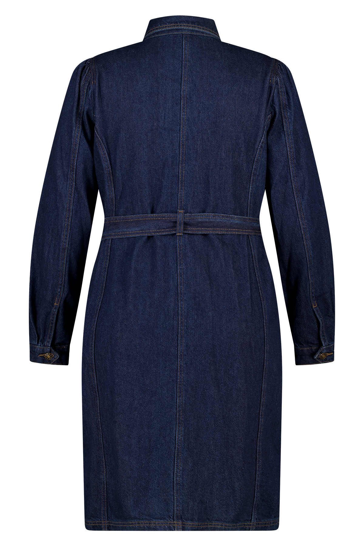 Denim jurk met strikceintuur Rinse Washed Denim