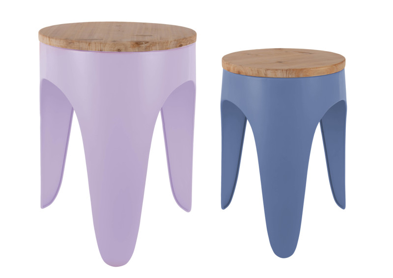 Stool Set Double Funky LM2258LB Soft blue & dark mauve