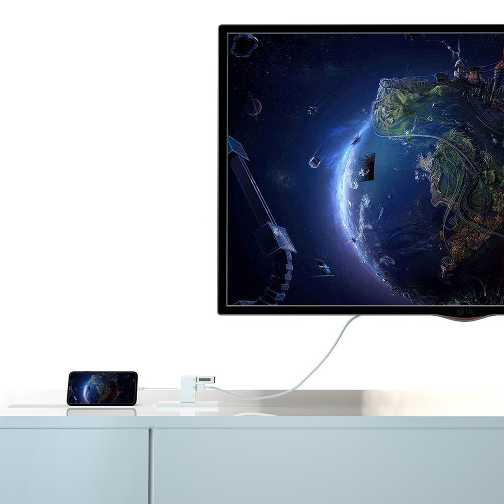 Lightning auf HDMI Digital AV / USB A Adapter für Apple iPhone / iPad - Weiss