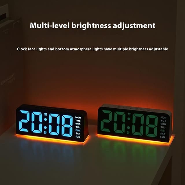 LED-ur Digitalt vækkeur Stort display Dato Temperatur vækkeur