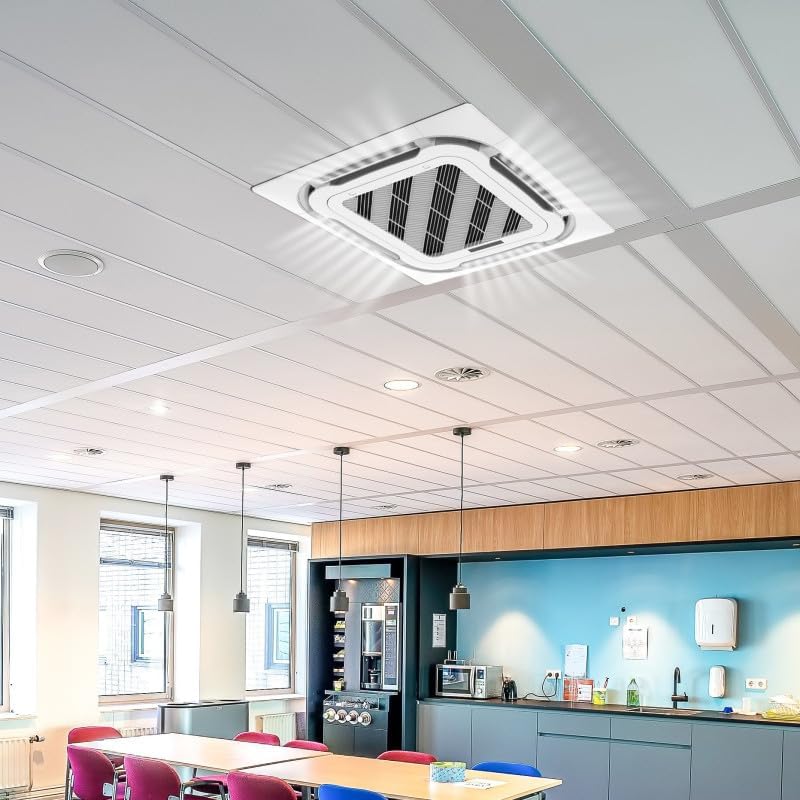 AUX A++ Klimaanlage Set mit 3× Deckenkassette 12000 BTU (je 3,5 kW) + Außengerät 36000 BTU (10,5 kW) - R32 Kältemittel - Weiß - Split-Klimaanlage für 3 Räume - leise & anschlussfertig