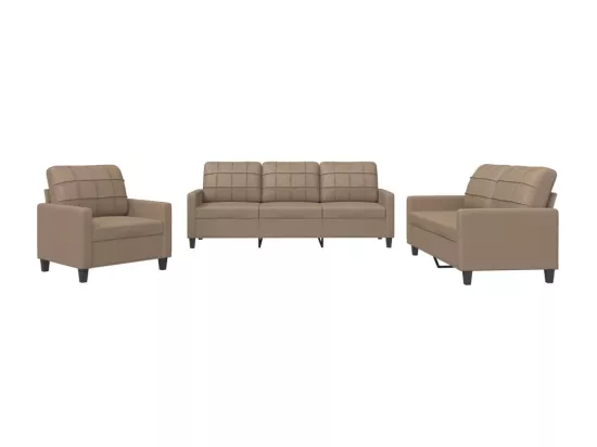 Ensemble de canapés 3 pcs avec coussins Cappuccino Similicuir