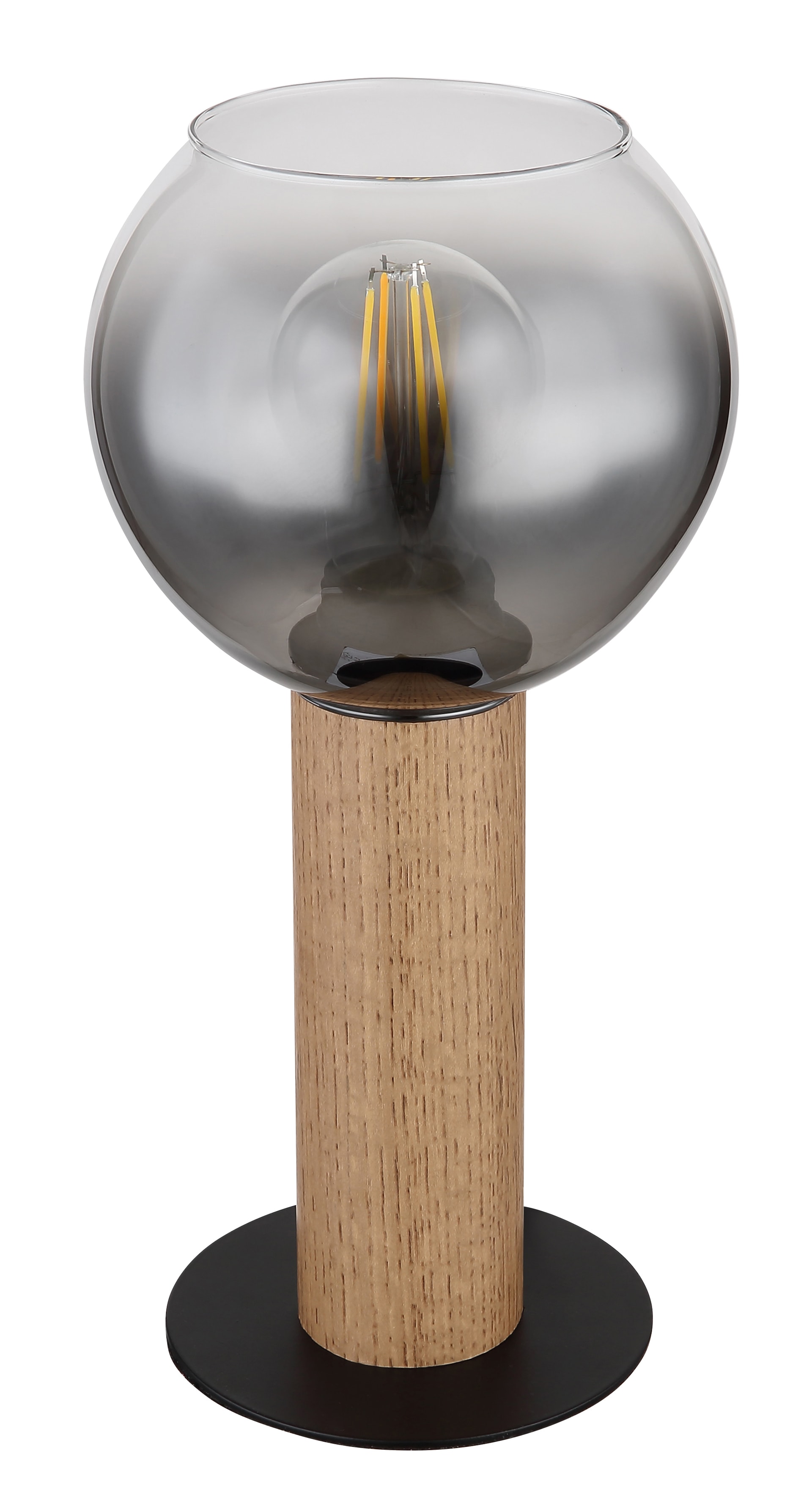 GLOBO Retrofit Tischlampe Moitas Naturfarbig /Schwarz /Rauch 15x15cm H30cm