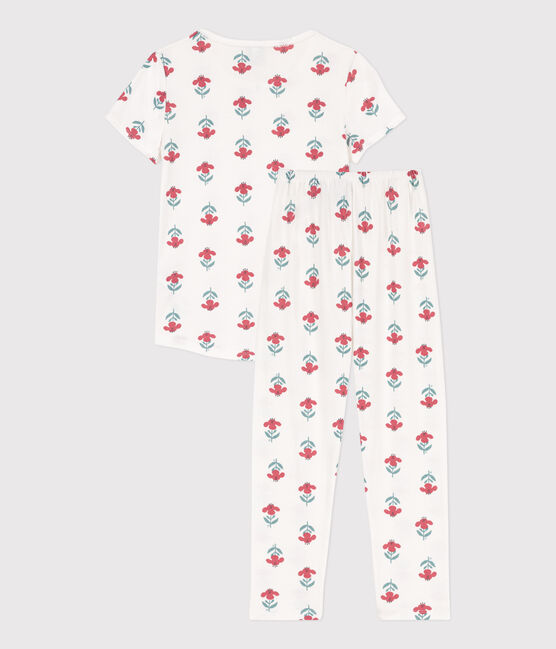 Pyjama manches courtes fleurs en coton petite fille
