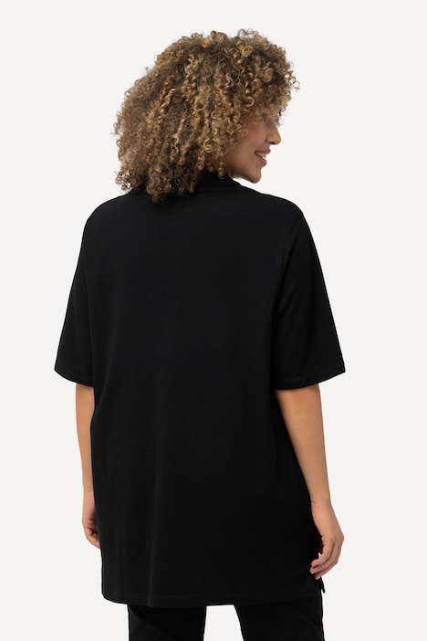 Poloshirt, Piqué, Polokragen, Samt-Knopfleiste, Halbarm