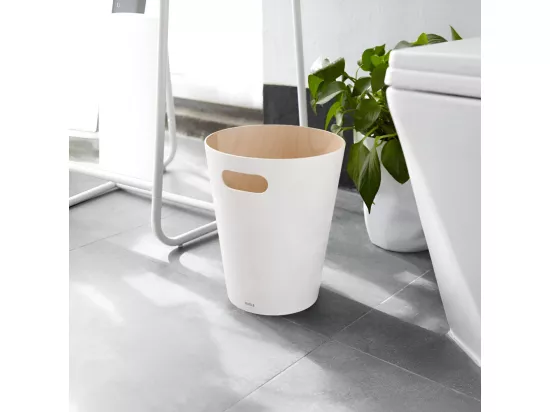 Corbeille à papiers en bois 7,5L blanc Woodrow