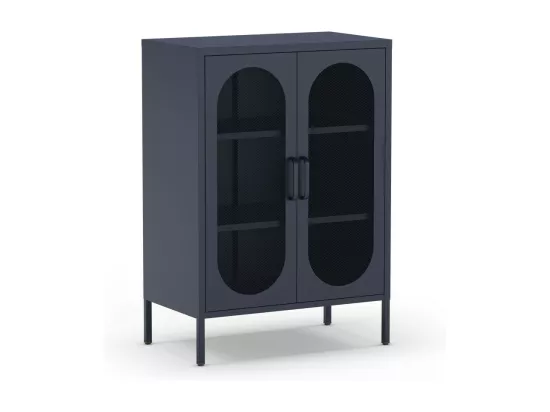 Zio - Buffet 2 portes en métal H100cm - Bleu nuit