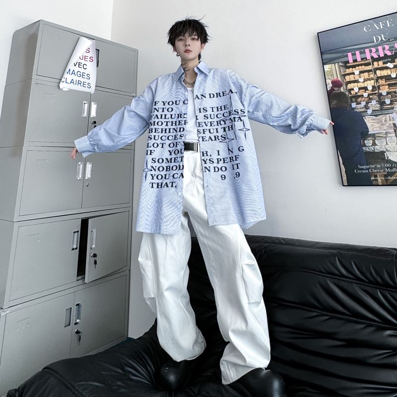 Adotuastic - Gestreept shirt met lange mouwen en letters
