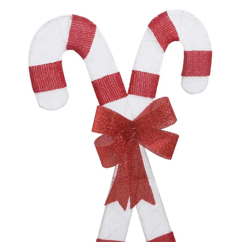 vidaXL - Kerstdecoratie zuurstok met LED's 49x85 cm - Rood en wit - Stof