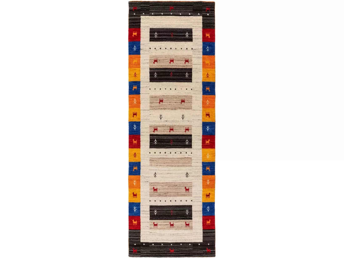 Tapis de couloir en laine Jamal Multicouleur 80x250 cm