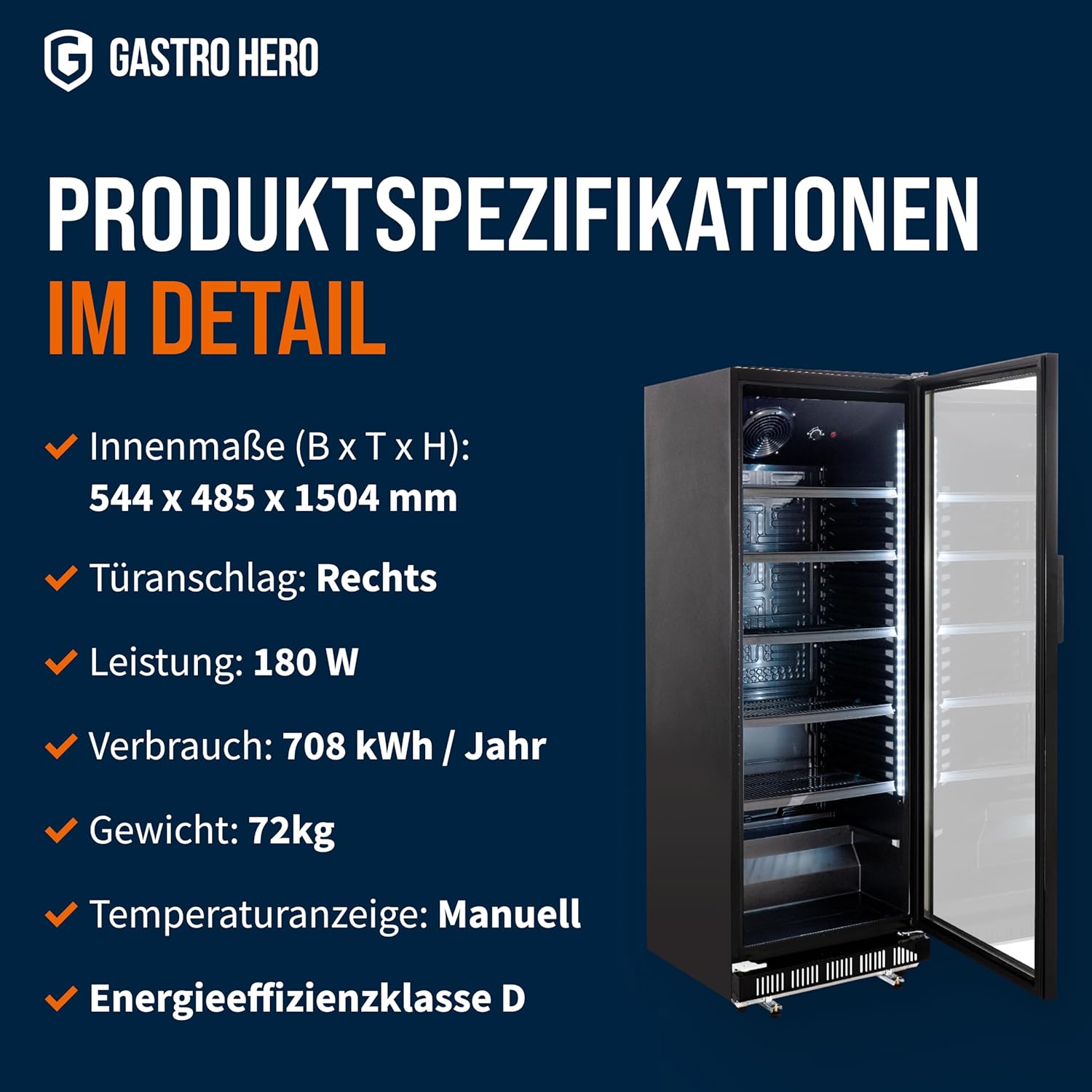 Getränkekühlschrank GK-360BB | 360 L | Flaschenkühlschrank mit Glastür & LED | abschließbar | Bierkühlschrank | Kühlschrank für Gastronomie