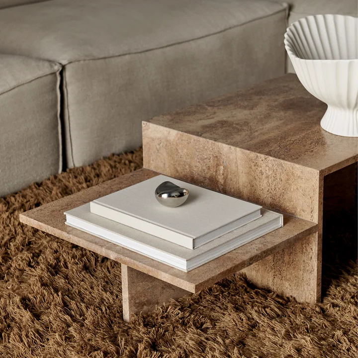 Ferm Living - Distinct Couchtisch, Travertin-Stein