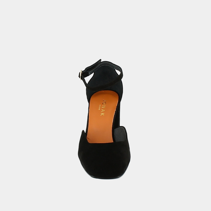 Babies à talons et bouts carrés  en velours noir