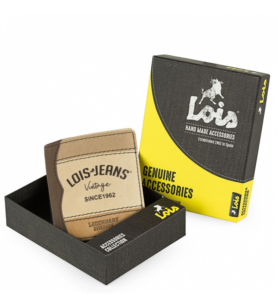 Carteira Lois em couro com porta-objetos interno e proteção RFID LOIS 203206 marrom claro