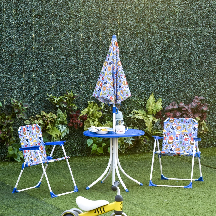 Outsunny Kinder Gartenset mit Sonnenschirm blau