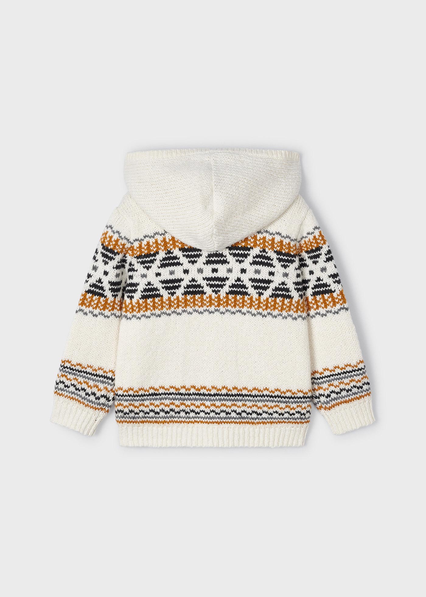 Cardigã infantil de jacquard com fecho de correr.