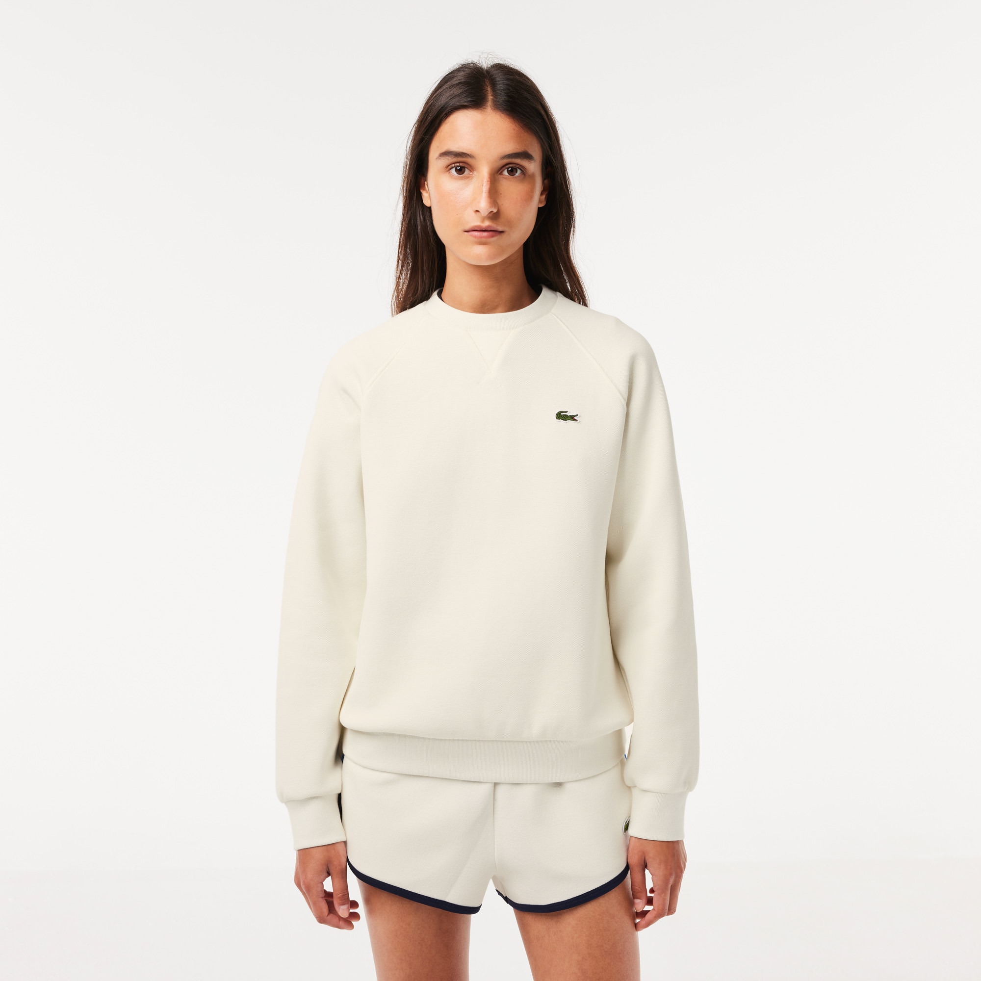 Sweatshirt Jogger à col rond double face piqué Sweatshirts - Blanc - Lacoste - Femme