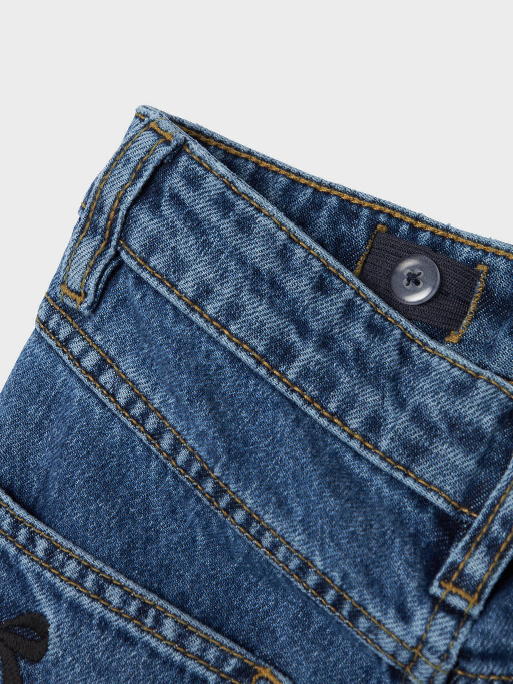 NAME IT wide leg jeans NKFROSE met all over print en borduursels medium blue denim