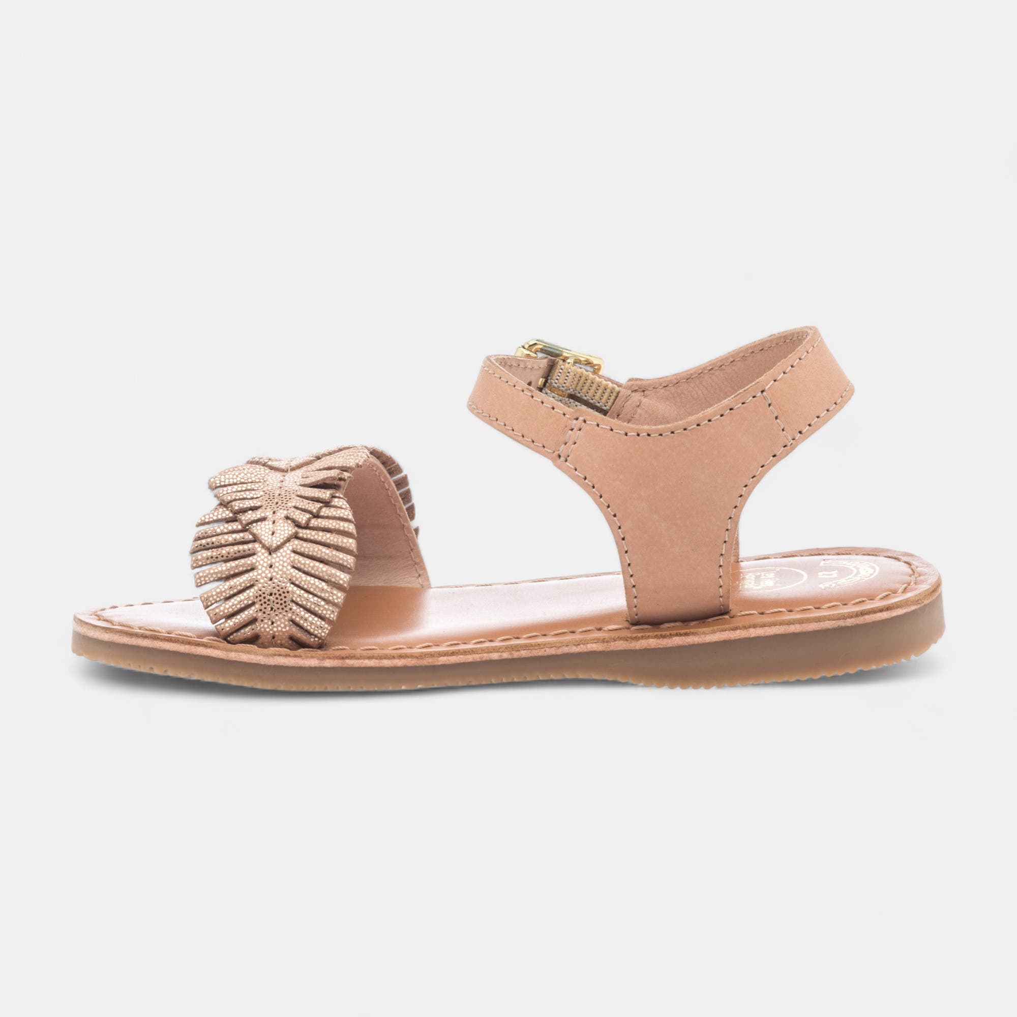 Nu-pieds Fille en cuir rose