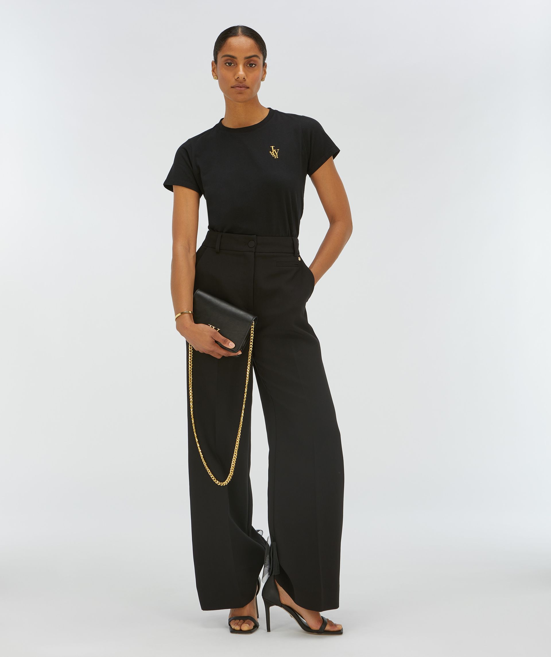 JV-ZOE EMBROIDERY slim fit T-shirt - black