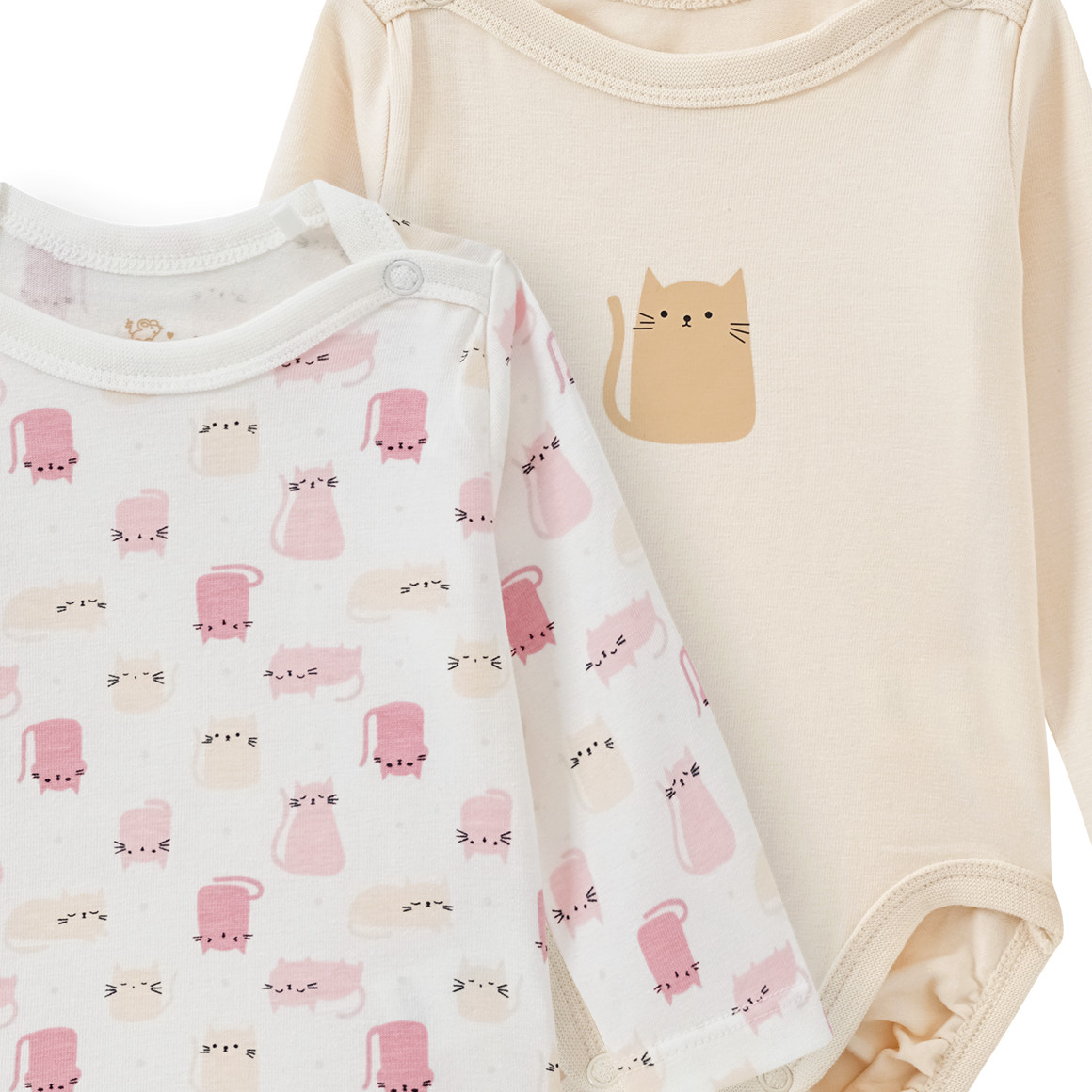 Topomini 2 Baby Langarmbodys im Set creme / weiss