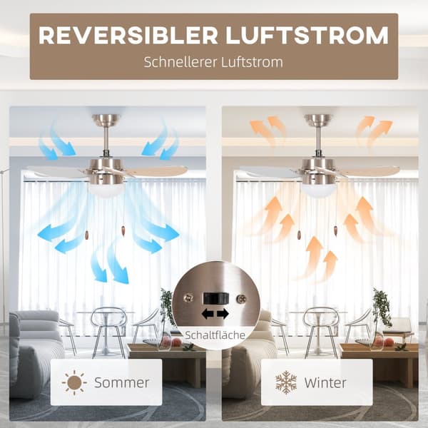 Takvifte Med Led-Belysning 16W Taklampe Med Viftehengelys 6 Vendbare Blader For Stuen Bøk