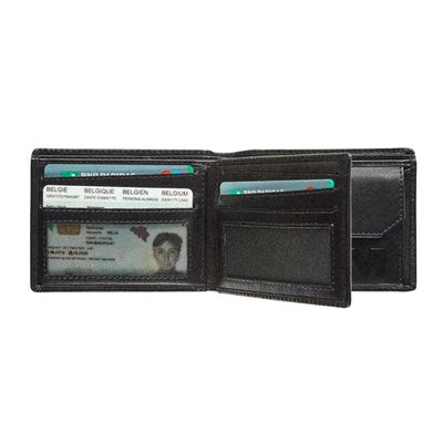 Maverick - Portefeuille à 2 volets anti-piratage avec compartiment à monnaie- cuir noir