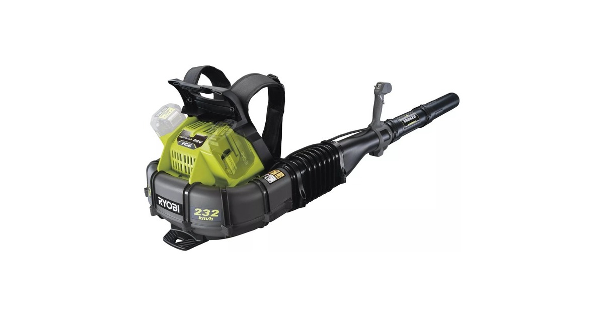 Ryobi36V Snoerloze Backpack Bladblazer MAX POWER  (Groen/zwart, Accu en lader niet inbegrepen)