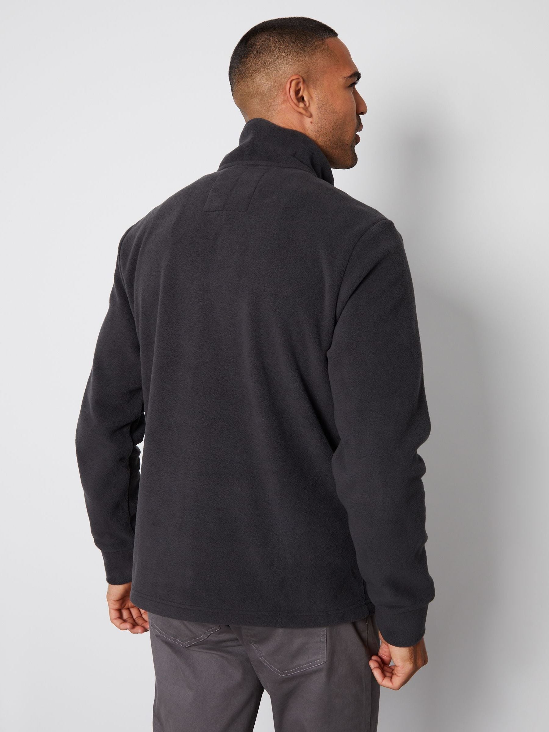 Grijs - Threadbare doorgestikt fleece sweatshirt met kwartrits