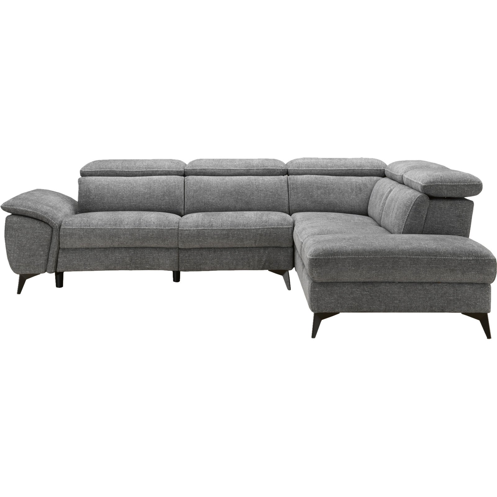 Ecksofa Kiani, Stoff grau, Ottomane rechts