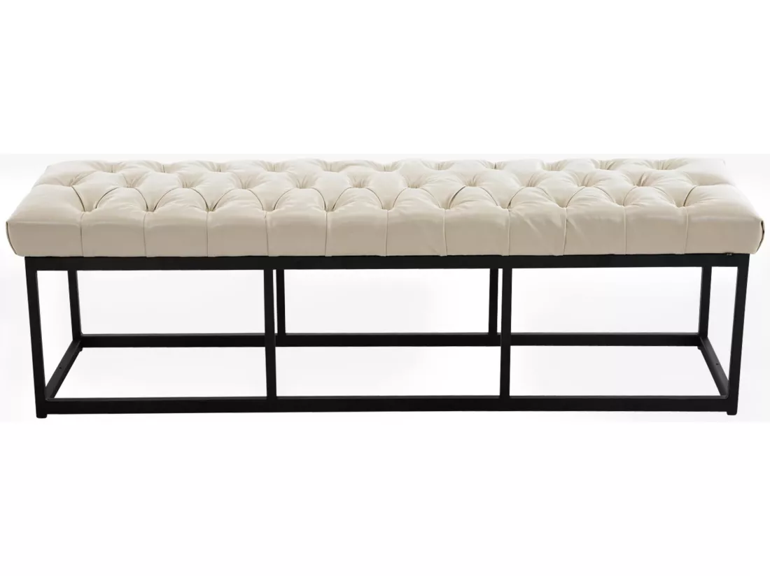 Banquette - Similicuir & Métal noir mat - Crème - Amun