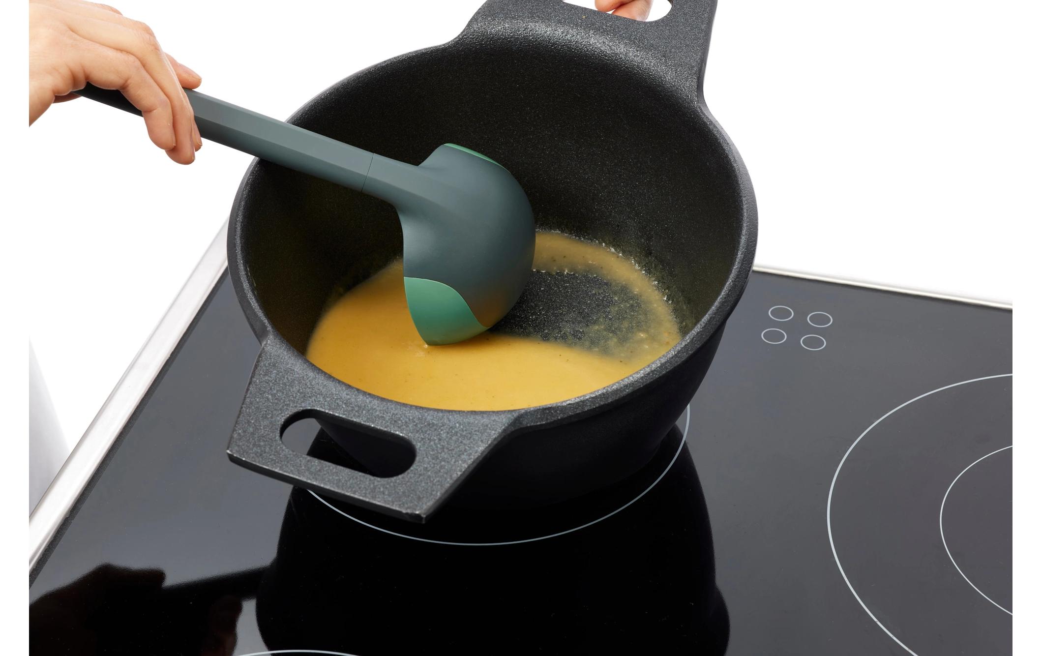 Schöpflöffel PBT/Silikon, Grün/SchwarzSchöpfkelle zum Servieren von Suppen und Cremes