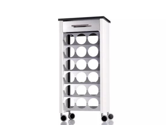 Étagère porte bouteilles à roulettes, 93*43*30 cm - Blanc, Inox, Ardoise, capacité 18 bouteilles, BACUS