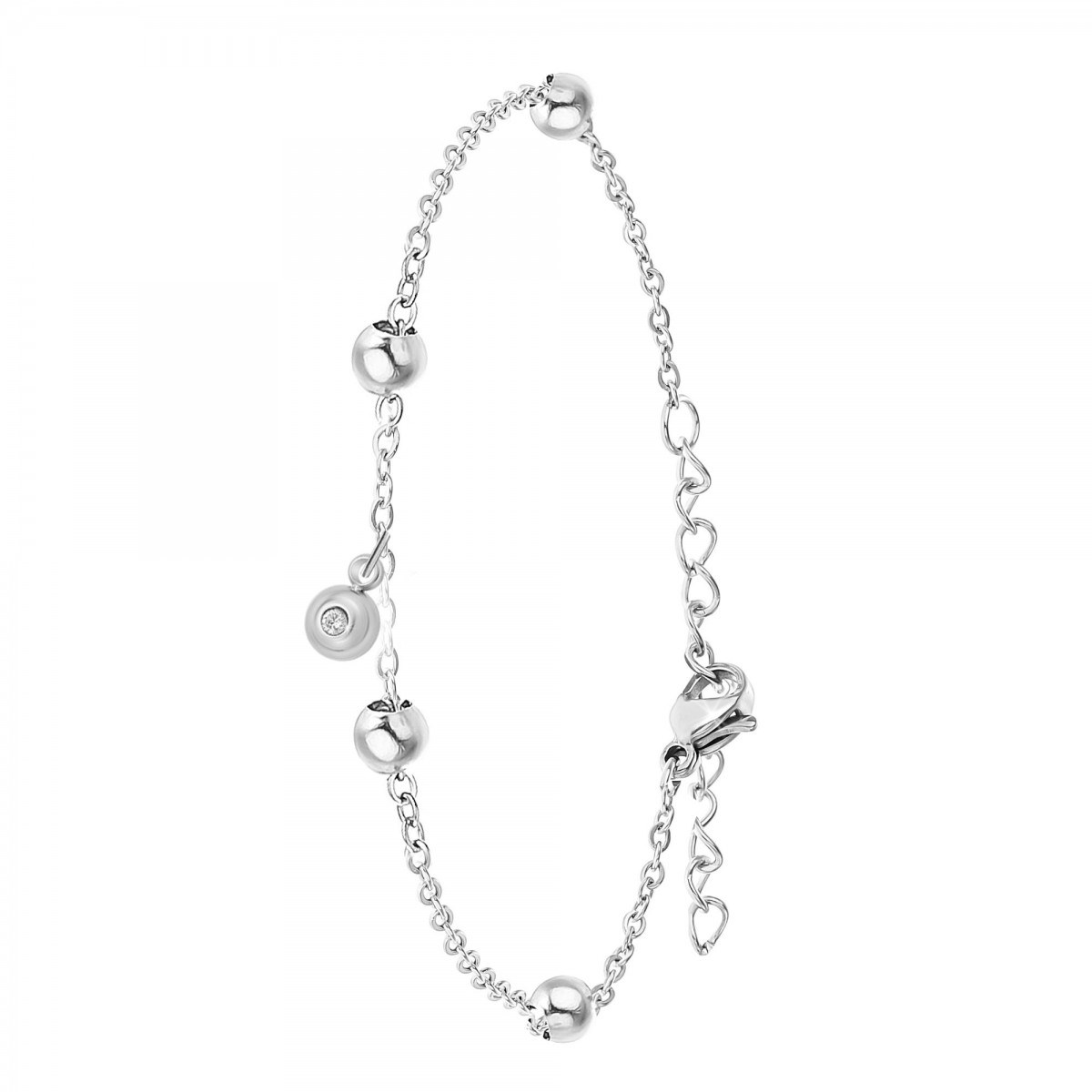 Bracelet en acier inoxydable SC Crystal orné d'un véritable diamant blanc