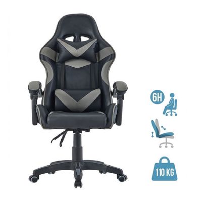 Fauteuil gamer TX - accoudoirs - appui-tête intégré - noir et gris