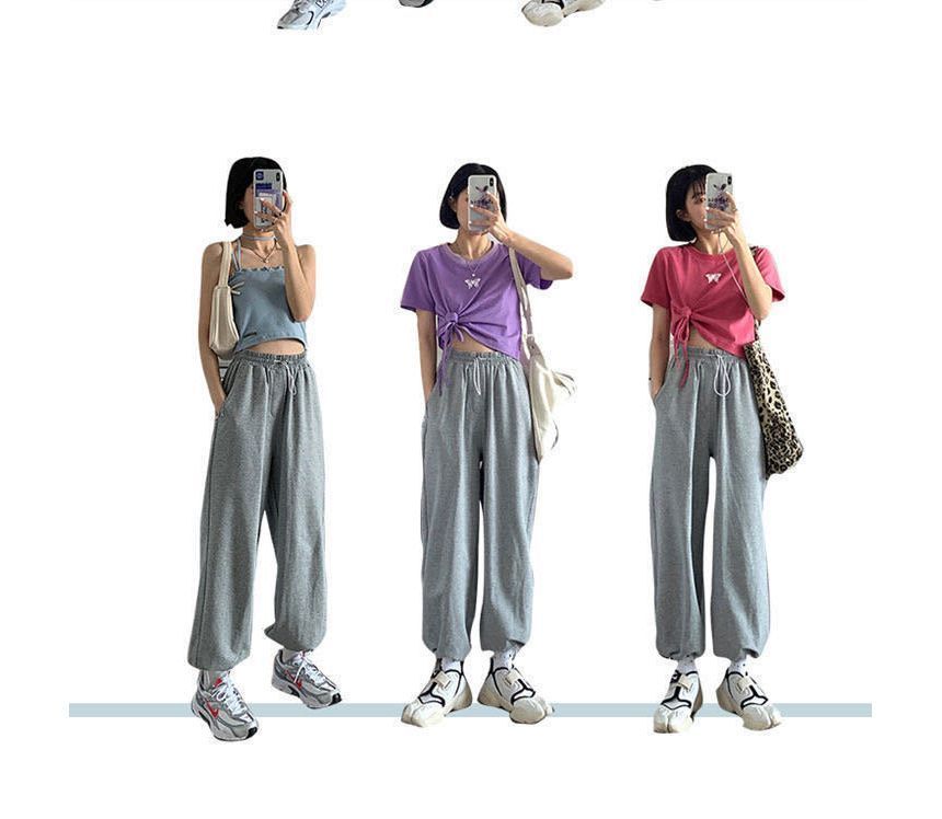 CRIBI - Effen Harem-joggingbroek met trekkoord in de taille