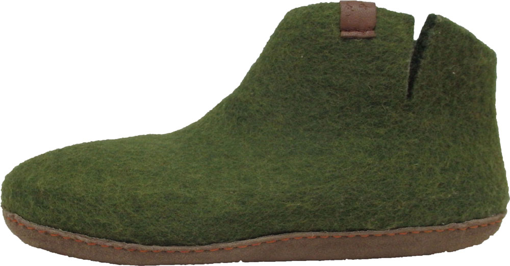 tofvel Mula - Hausschuh aus Nepal Wollfilz olive green