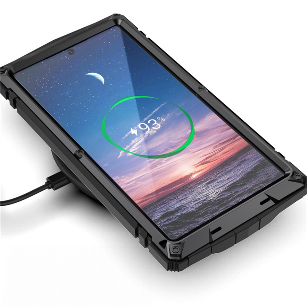 Samsung Galaxy S25 Ultra Hybrid Hardcase Hülle mit Kickstand Aufsteller   Displayschutzglas - Schwarz
