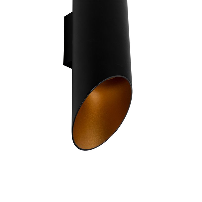 Moderne wandlamp zwart met gouden binnenkant 9,6 cm- Organo