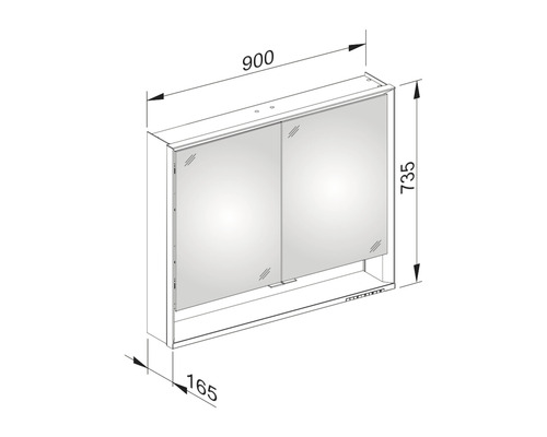 KEUCO Royal Lumos spiegelkast 90 x 16,5 x 73,5 cm, gespiegeld, 2-deurs, LED, IP 24, 713