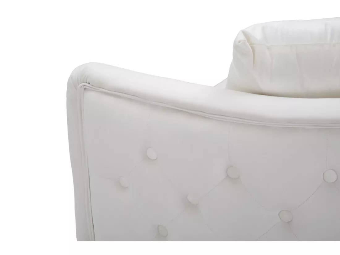 Canapé en tissu beige avec jambes dorées cm 127x74x71