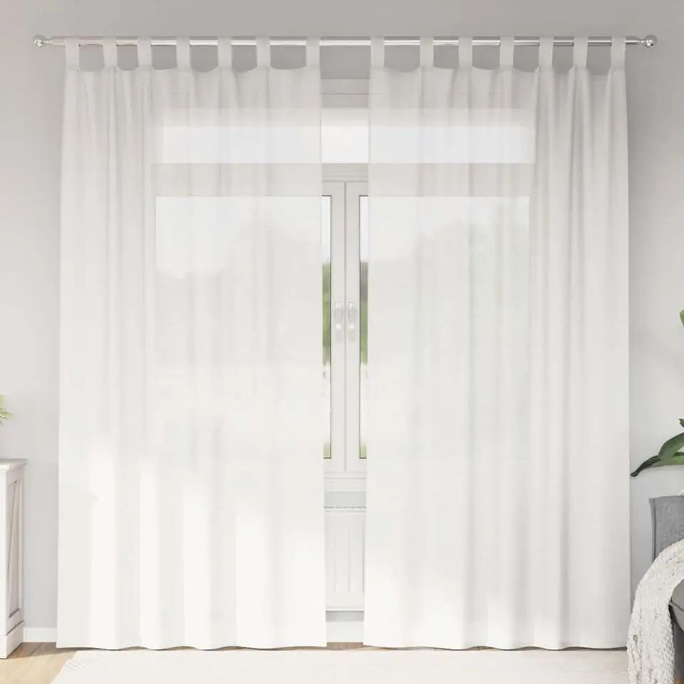 vidaXL Gordijnen van voile met lussen - Wit - 140x225 cm - Stof - 2 Stuks