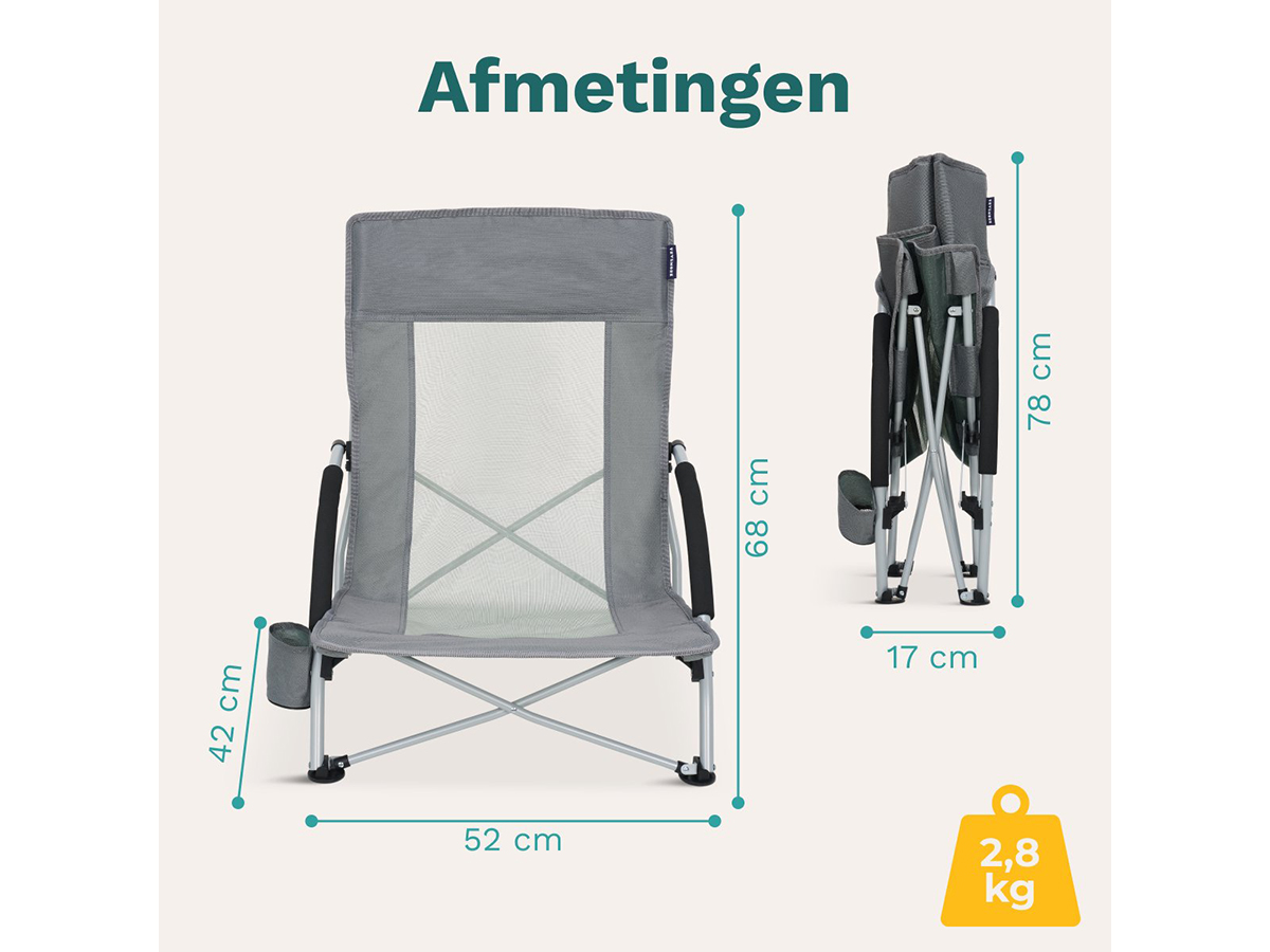 Trvlmore Beach Chair Low Grey strandstoel - Set van 2