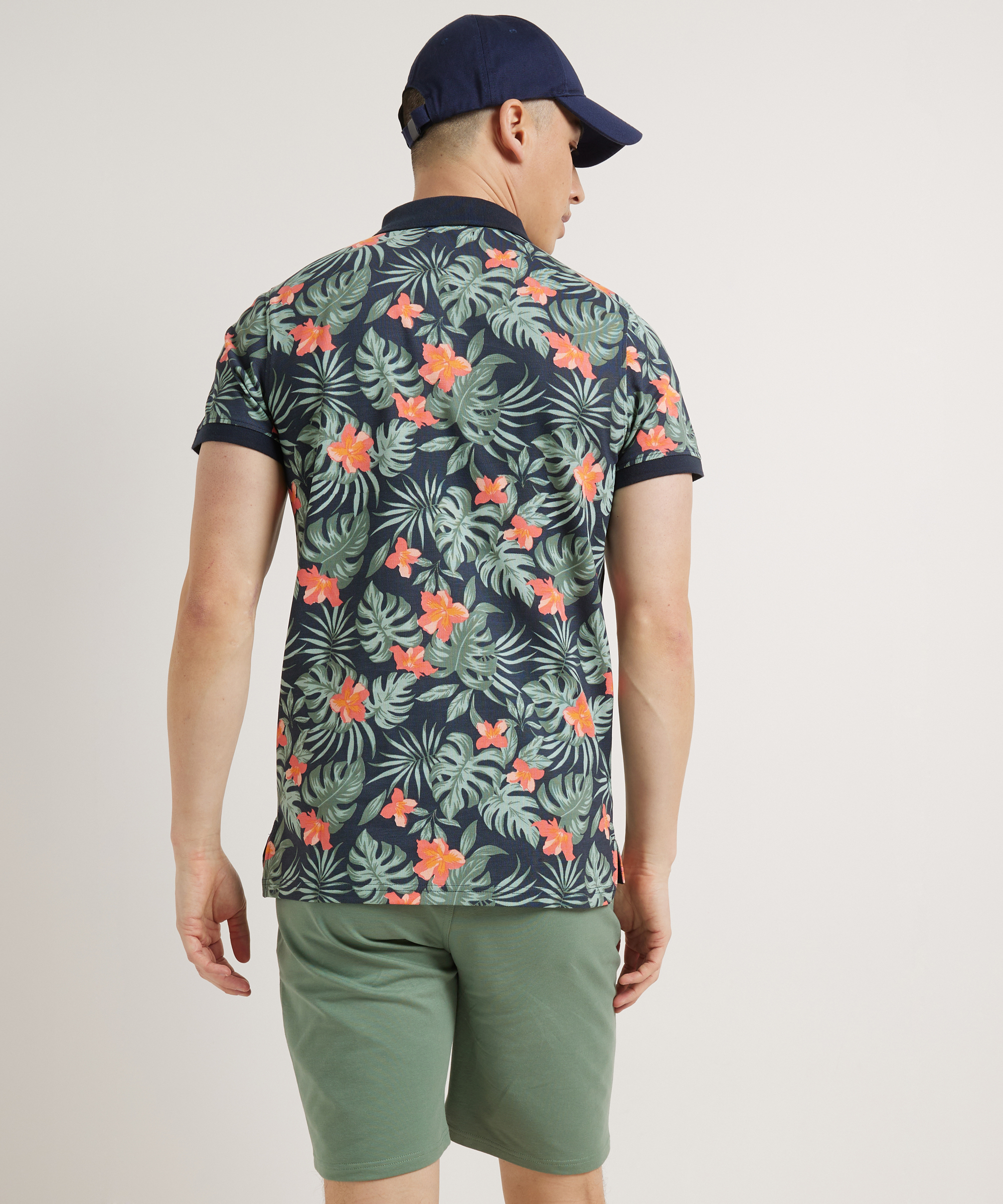 pique polo bloemenprint