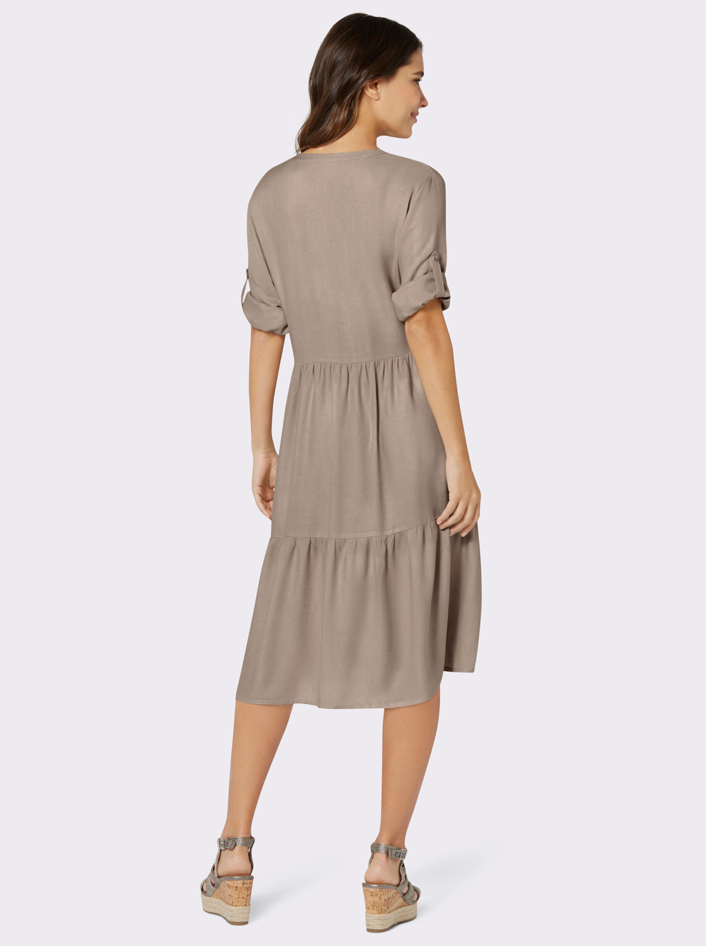 Stufenkleid mit 34-Ärmel, gewebt