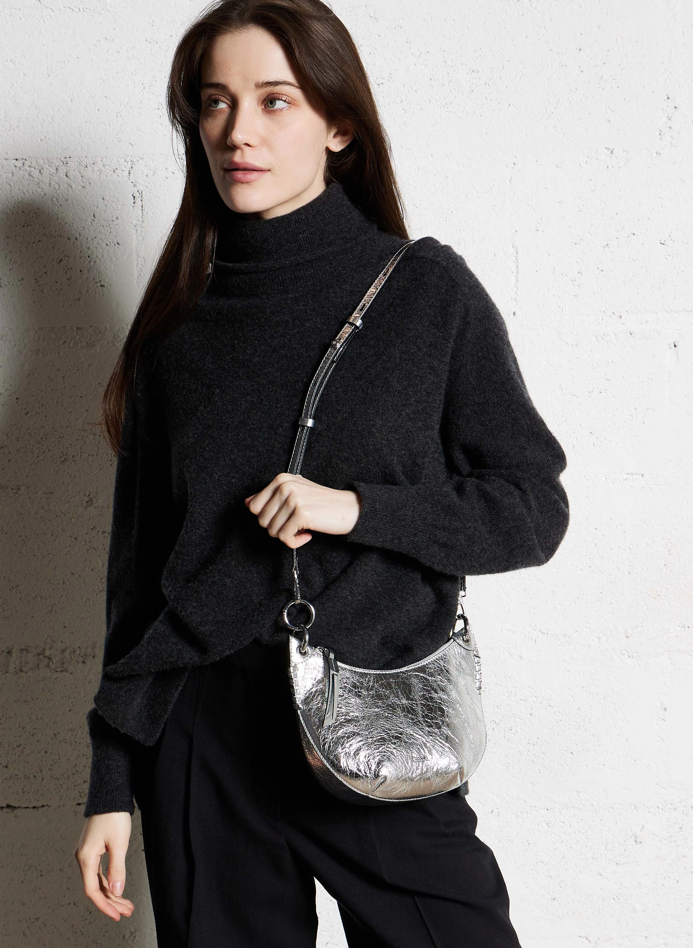 SWING - Sac en cuir métallissé | Argent