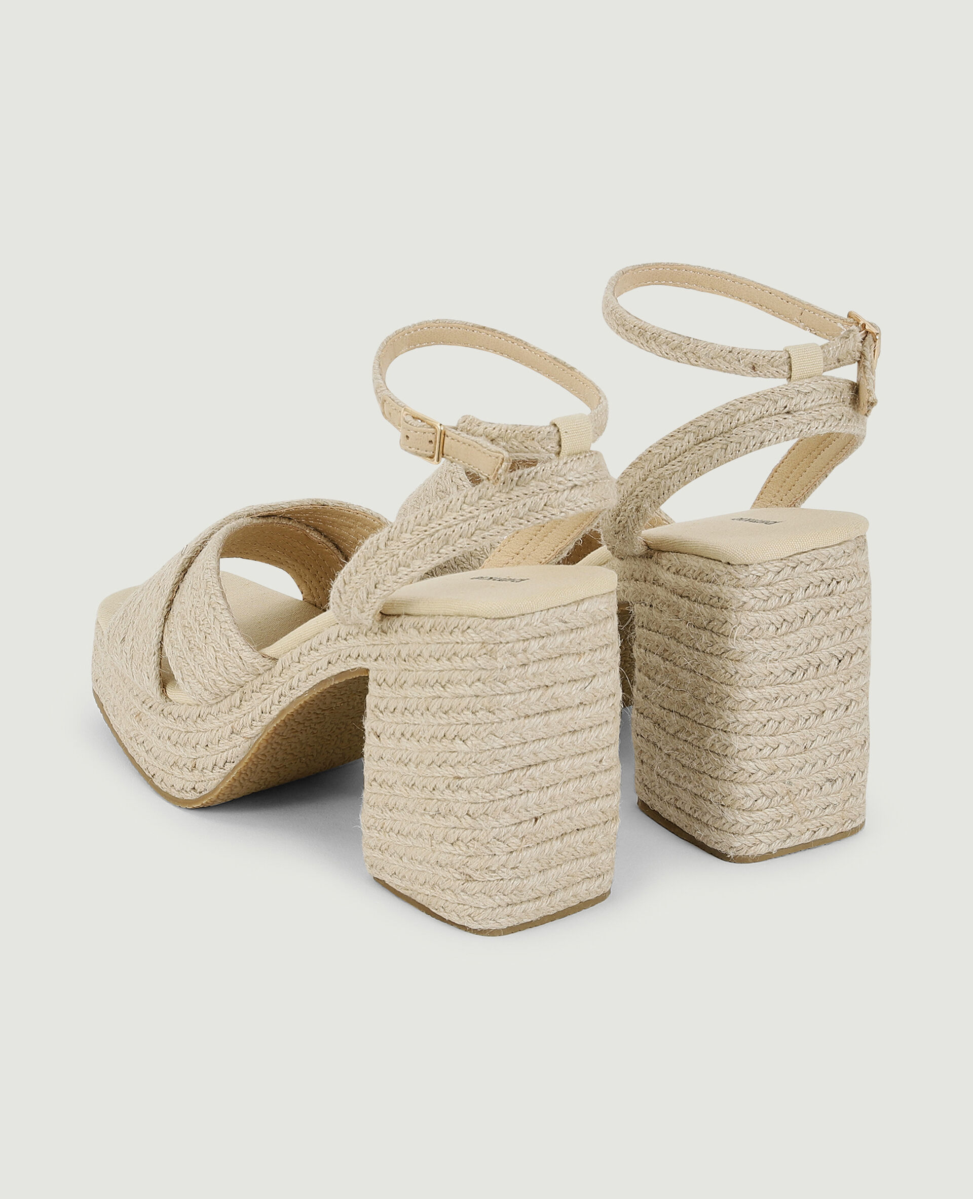 Sandales plateformes matière corde - Beige