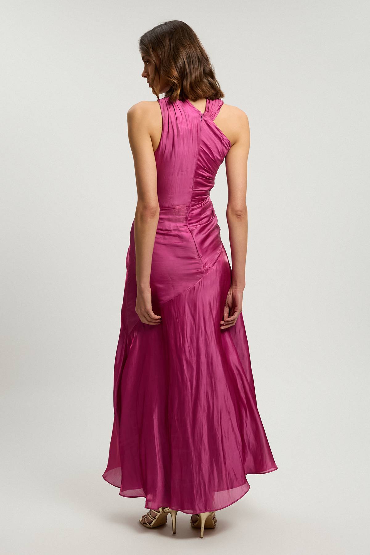 KarenMillen Digital Ophelia Liquid Metallic Split Woven Maxi Dress