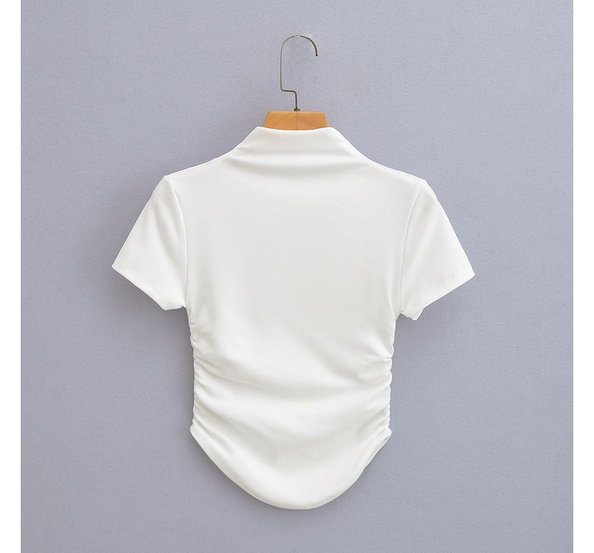 Sundine - Kort T-shirt met korte mouwen en geplooide hals